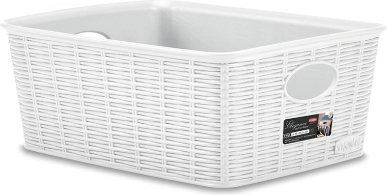 Elegance kurv i hvid plast 25 × 19,5 × 10 cm