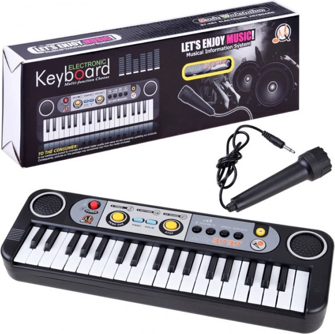 Børne keyboard-synthesizer med 37 tangenter og mikrofon