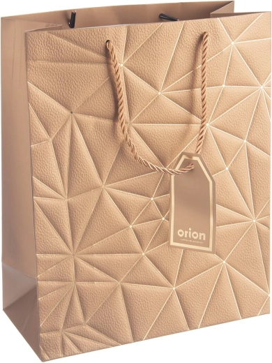 Gavepapirpose med gyldent gittermotiv 26 × 12 × 32 cm