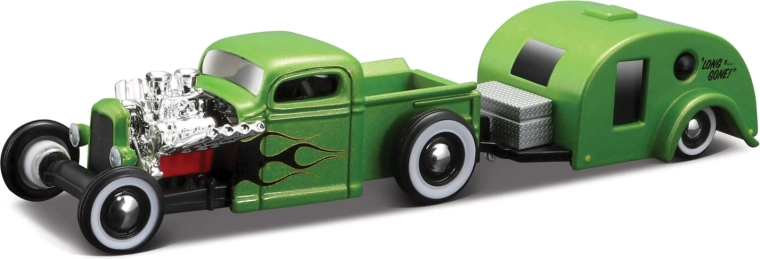 Maisto Design Tow & Go Chevrolet pick-up med campingvogn
