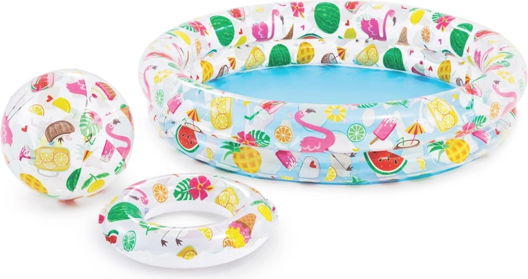 Oppustelig pool med badering og bold 122 × 25 cm Intex