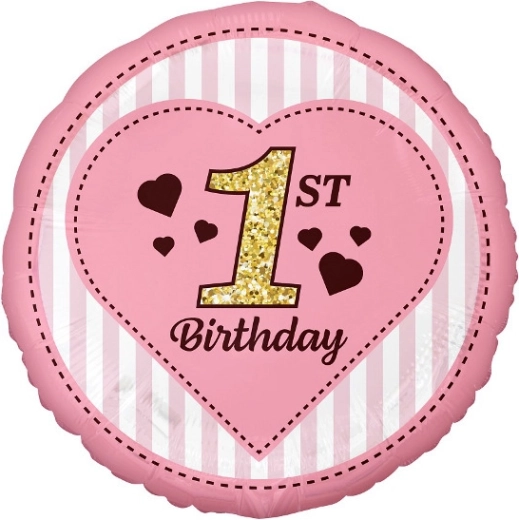 Rosa folieballon 45 cm – 1st Birthday