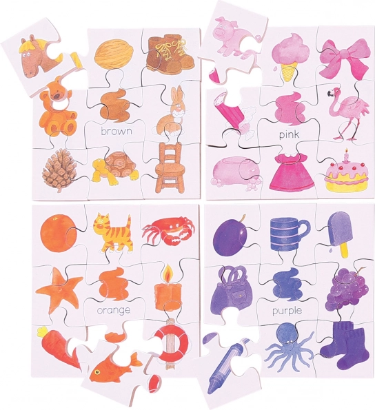 Bigjigs Toys trædidaktisk puslespil Farver 4-i-1