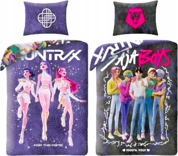 Dobbeltsidet sengelinned K-pop demon hunters Huntrix og Saja boys 140 × 200 cm