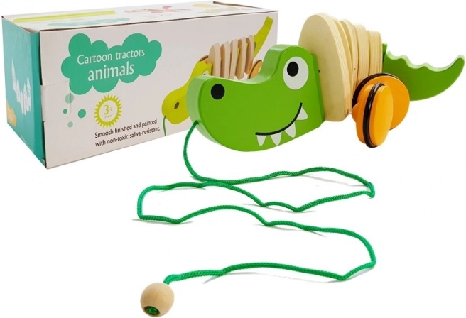 Træk-krokodille af træ 18 cm