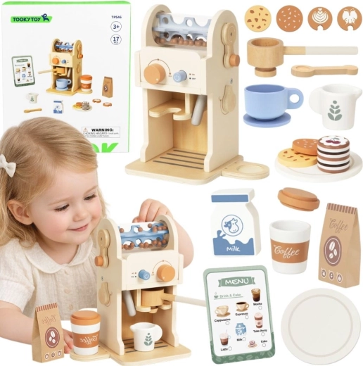 Tooky Toy trækaffemaskine til børn – baristasæt