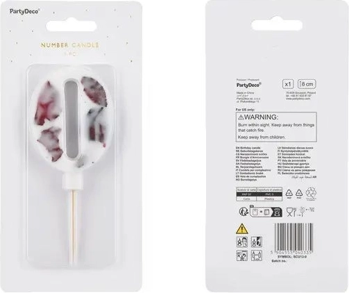 Fødselsdagslys nummer 0, hvidt, 8 cm
