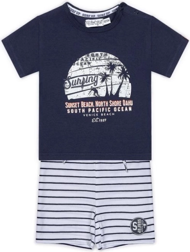 Dirkje børne 2-delt sæt: T-shirt og shorts i marineblå og hvide striber