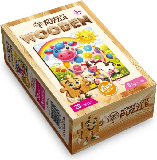 Træpuslespil WOODEN CITY regnbueko, 20 brikker