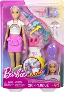 Barbie-dukke med regnbuehår og glitrende styling