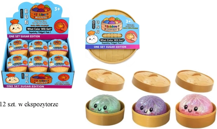 Glitrende squishy klem-antistress dumpling