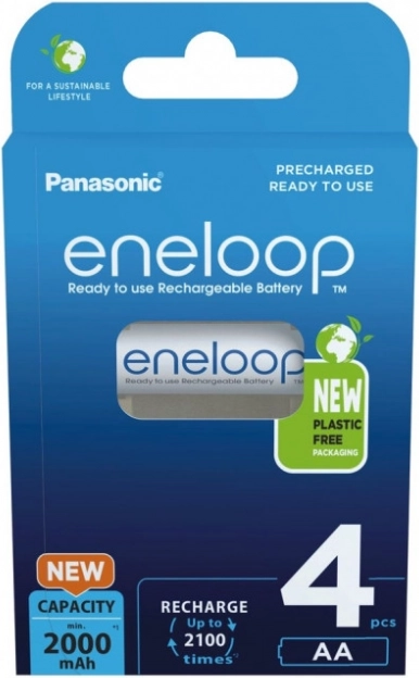 Eneloop genopladelige AA-batterier 2000 mAh, 4 stk.