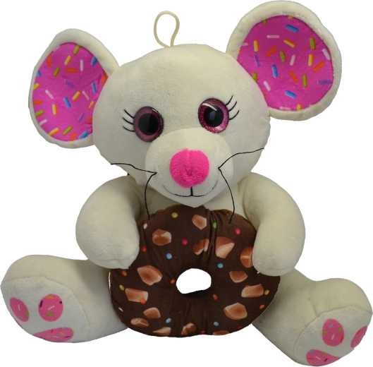 Plysdyr mus med donut 30 cm