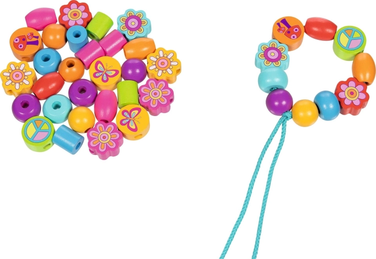Sæt med træperler Flower power