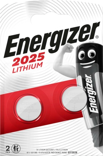 Energizer lithium knapcellebatteri CR2025, 3 V (pakke med 2 stk)