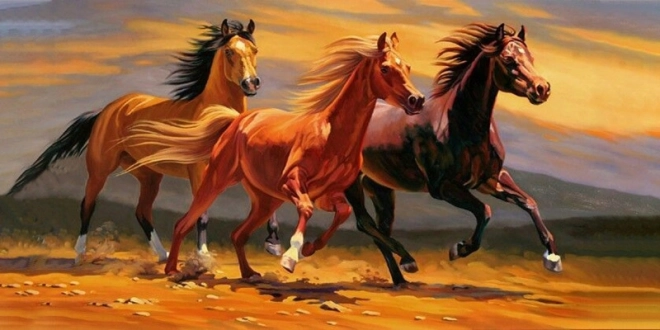 Diamantmosaik – tre heste