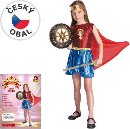 Karnevalskostume som heltinde til piger 110–120 cm
