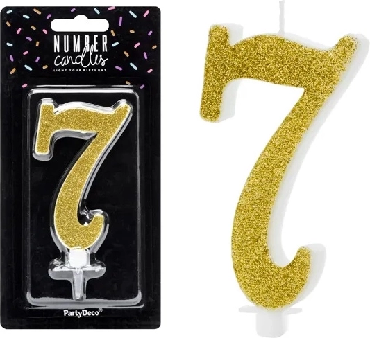 Fødselsdagslys tal 7 guld 10 cm - 1 stk.
