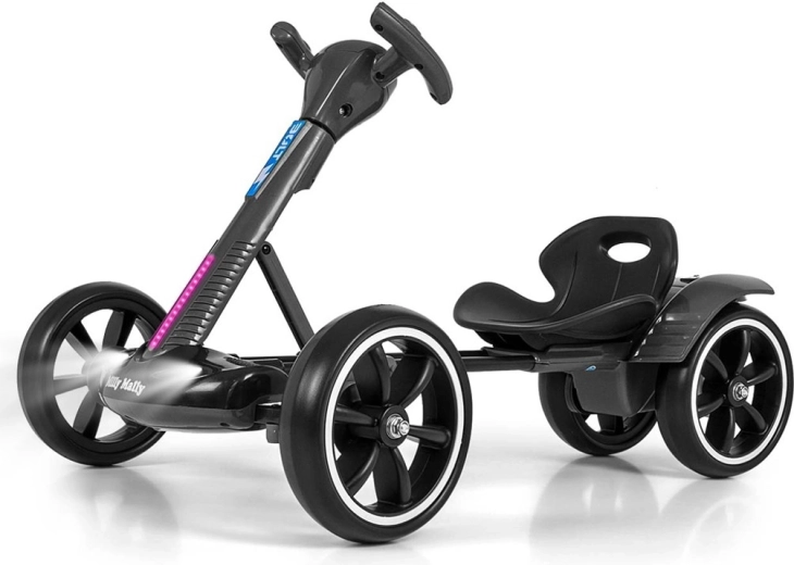 Elektrisk gokart Milly Mally Bolt med fjernbetjening og LED-effekter, sort