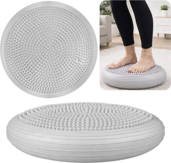 Senzomotorisk balancepude “pindsvin” 34 cm – grå