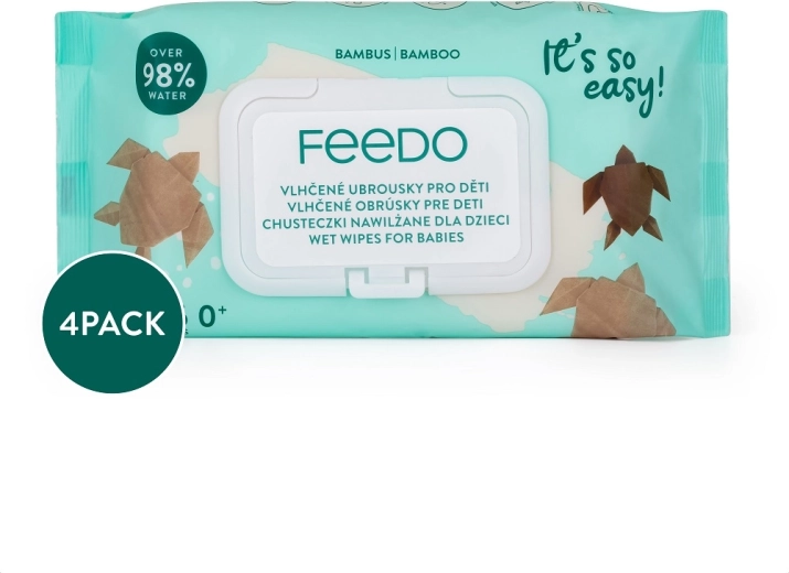 Feedo bambus vådservietter uden plast 4×56 stk.