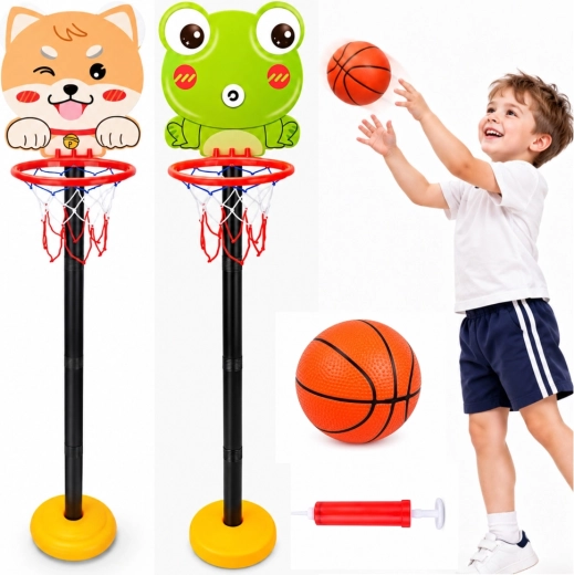 Justerbar basketballkurv til børn med dyremotiv 110 cm - 1 stk.