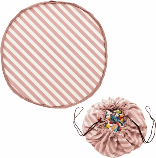 Play&Go Noomad original legetæppe og legetøjspose Stripes Pink - 1 stk.