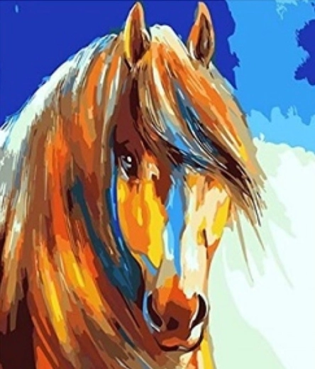 Diamantmosaik - Hest med lys manke