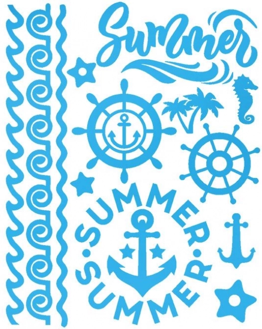 Strygepåførte patches med maritimt tema – stort ark 20 × 30 cm