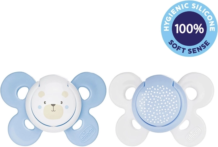 Chicco sut Physio Comfort silikone 2–6 m, motiv bjørn/prikker, 2 stk.
