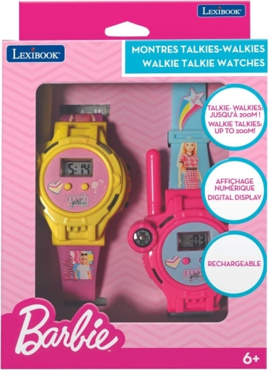 Børneur med walkie-talkie BARBIE 200 m – genopladeligt sæt 2 stk.