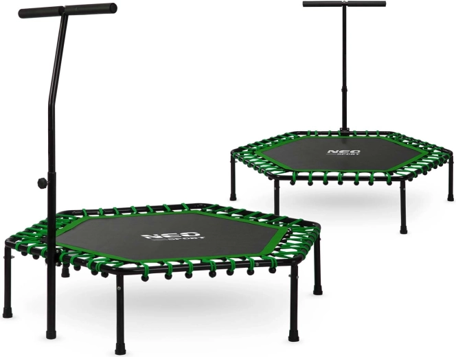 Neo-Sport sekskantet fitness-trampolin med håndtag 127 cm grøn