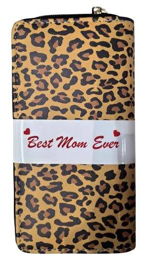 Pink damepung med leopardmønster – lille