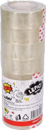 Gennemsigtig klæbestrimmel 18 mm x 30 m - sæt med 8 stk.