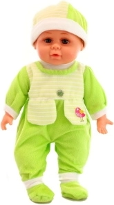 Baby med lyde grøn – blød dukke med lyde