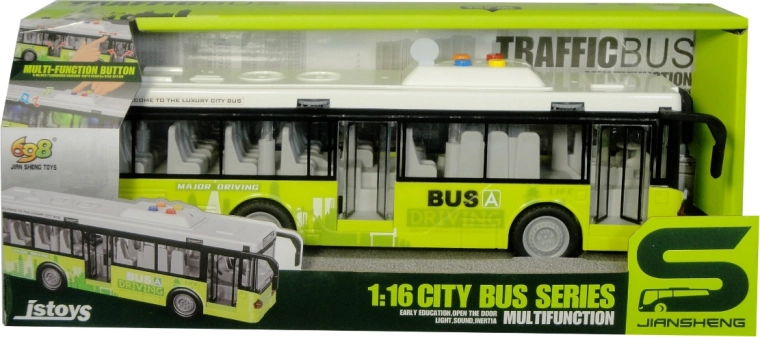 Grøn bybus med lys og lyd