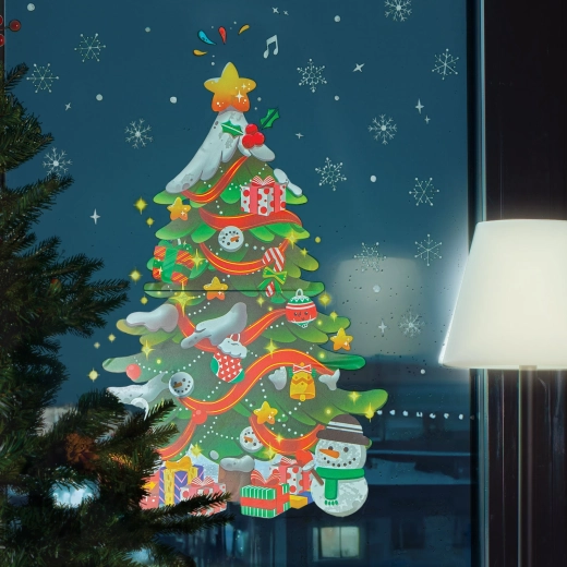 Julevinduesklistermærke med juletræ 62 × 70 cm