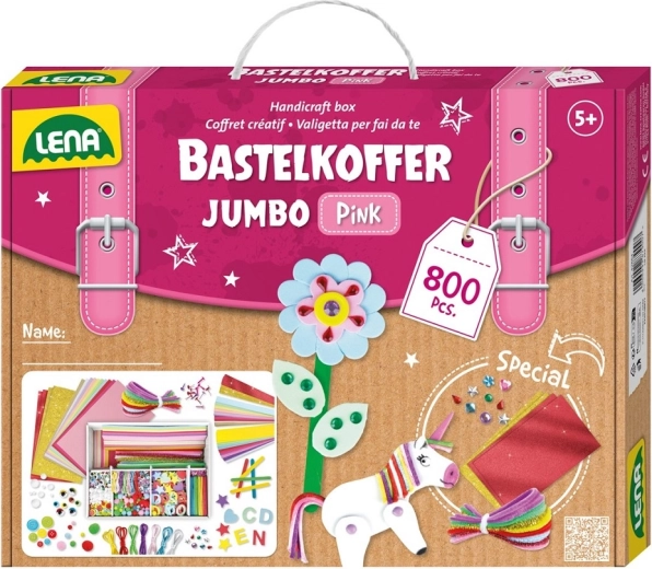 LENA kreativ kuffert til små gør-det-selv-børn, lyserød, 800 stk.