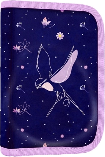 Skolepenal med 2 flapper Flowers, tom