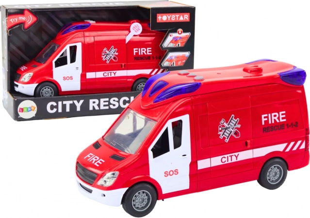 Brandbil med lys og lyd og åbningsbare døre, rød