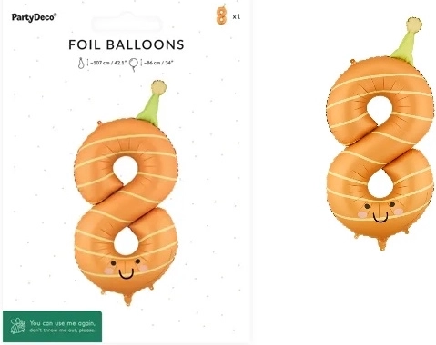 Folieballon tal 8 orange 86 cm