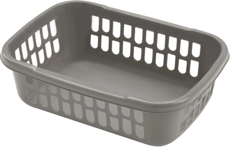 Plastisk opbevaringskurv HEIDRUN 36 × 27 × 10,5 cm, mix af farver
