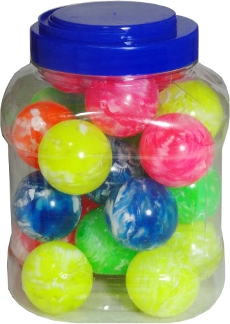 Sæt med gummibolde 4,5 cm – 26 stk i beholder