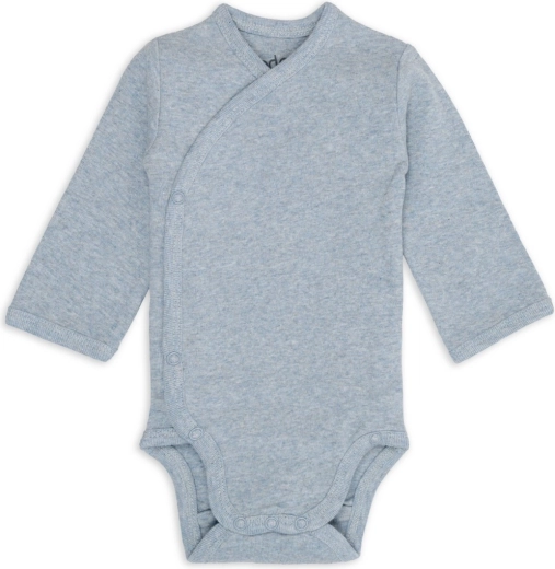 Lodger slå-om-body med lange ærmer melange blue fogg, str. 62
