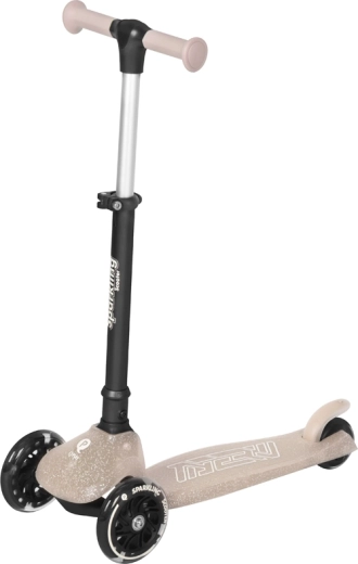 Børneløbehjul QPlay Sparkling nude pink med LED-hjul