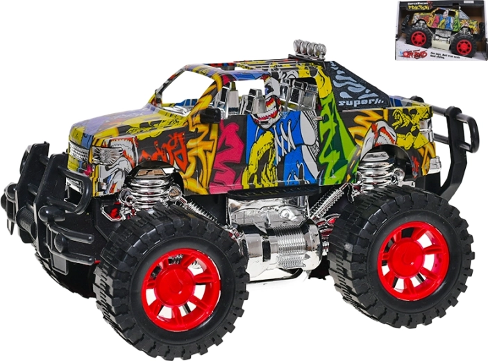 Offroad-bil med graffitidesign 24 cm med friktionsdrev