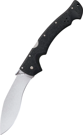Cold Steel Rajah II lommekniv, stonewash-klinge, sort Griv-Ex-skæfte