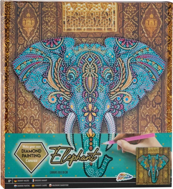 Diamantmaleri på ramme elefant 30 × 30 cm
