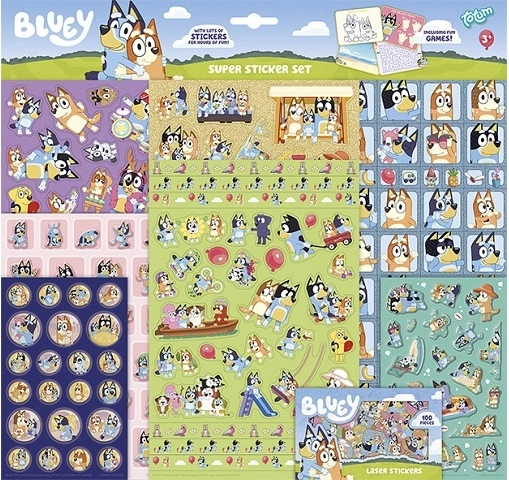 Bluey super klistermærker – sæt med 8 ark
