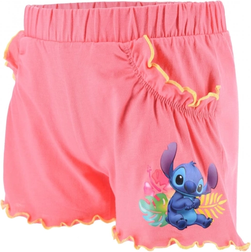 Lyserøde børneshorts med Lilo og Stitch